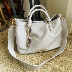Betsy Johnson Hobo Charmed Guitar-strap Medium Satchel Tote Grey  Bag $108